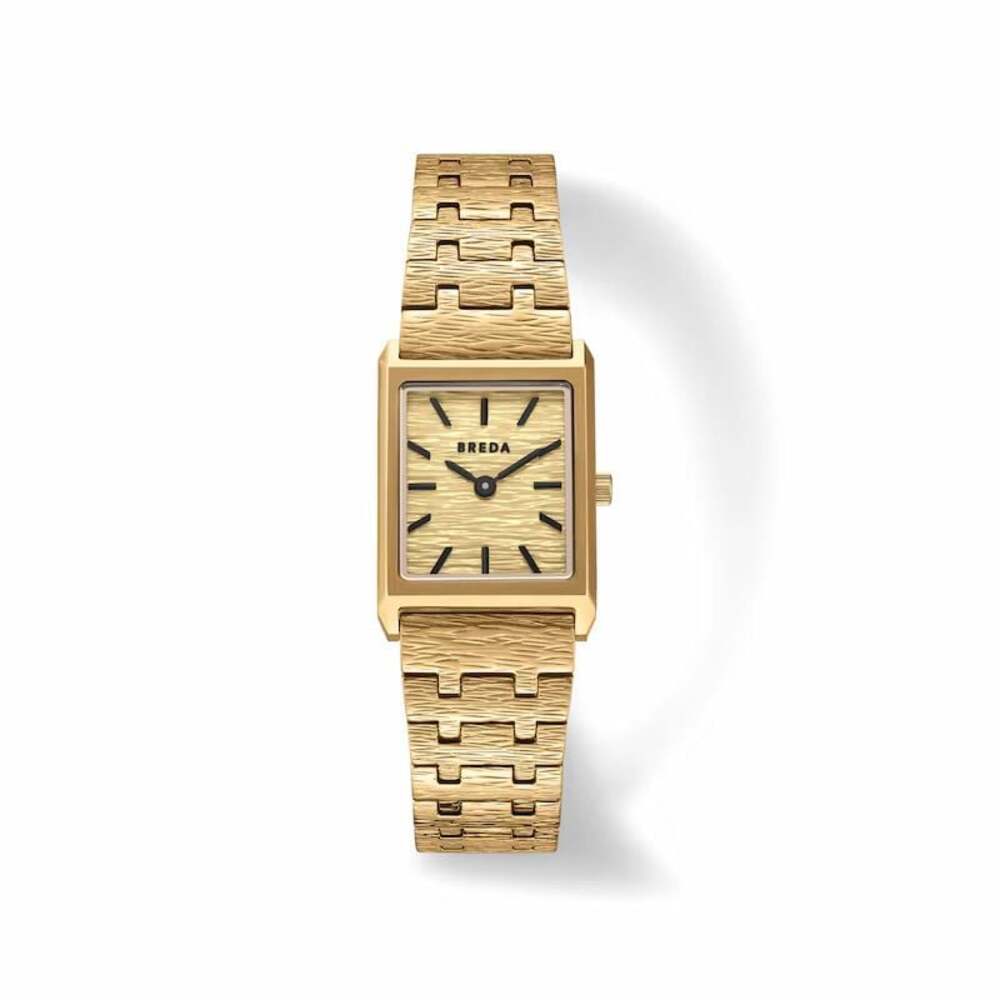 Breda Jane Gold-Tone Textured Rectangular Watch